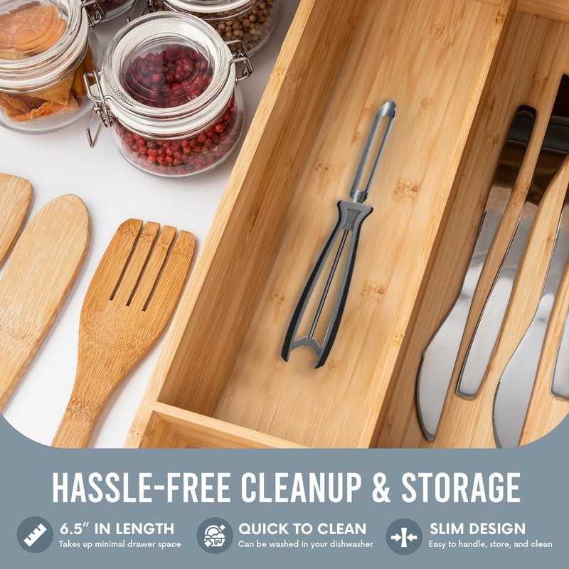 Linden Sweden Soft Grip Handle Peeler, Gray and Black