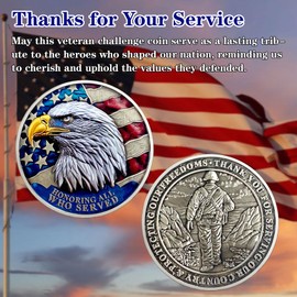 YGLLSSY 2Pcs Veterans Challenge Coins Honor Eagle, Thanks for Your Service Coins with U.S. Soldiers & Flag, Military Appreciation Coins Gifts for US Army
