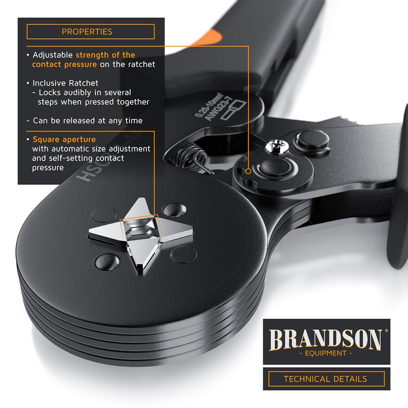 Brandson – Crimping Pliers Set 0.25-10mm2 – Ratchet Lock -