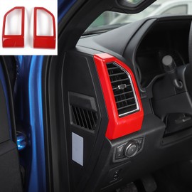 Voodonala Dashboard Side Air Vent Panel Cover Antiscratches Panel Cover for Ford F150 2015-2020(Red,2Pcs/Set)