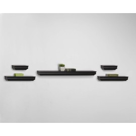 Melannco Floating Molding Shelves for Bedroom, Living Room, Bathroom, Kitchen, Nursery, Set of 5, Black