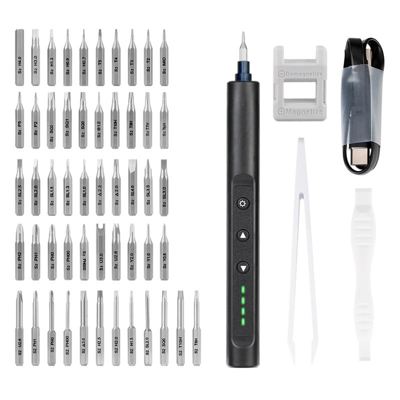 3.7V Electric Screwdriver, Mini Precision Screwdriver Set, 56 Magnetic Bits,
