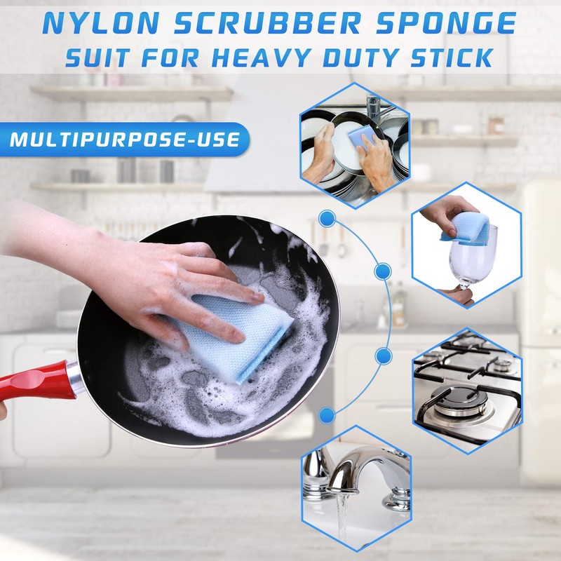 Nylon Cleaning Scrub Pad 12 Pack,Long-Lasting and Reusable Dishwashing Sponge,All-Purpose