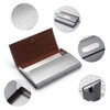 FACATH Business Card Holder for Women, PU Leather & Stainless
