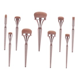 FOMIYES 9-piece Makeup Brush Set Professional Cosmetics Brush Kit Electroplated Plastic Handle Nylon Bristles for Daily Professional Use