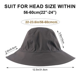 Unisex Fishing Hat, Sun Hat Made of Waterproof Fabric, Modern Summer Hat, Packable Bucket Hat for Outdoor Hiking, Camping, Fishing, gray, 55-59