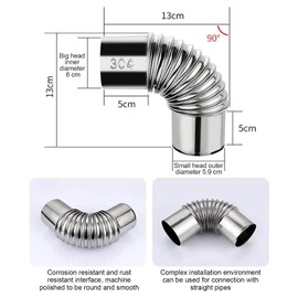 TourKing 2pcs 90 Degree 2.36 Inch Stainless Steel Stove Pipes Elbow, Outdoor Camping Tent Stove Indoor Accessories, Flue Wood Stove Chimney Pipe Extension Exchange Flue Adapter Tube