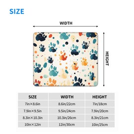 Mouses Pad Paw Prints Mouses mat with Non-Slip Rubber Computer Keyboard Mat for Wireless Mouses Gaming Desk Pad for Home 10 x 12in