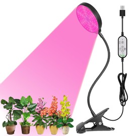 PAVIKE Plant Growing Light, 15 W, LED Plant Growing Light, Timer, House Plant Light (4 H/8 H/12 H), Automatic On/Off, Waterproof, 3 Different Lighting Modes, 5 Brightness, 360° Adjustable, USB Power,