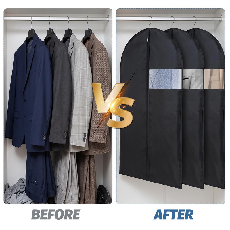 Ruiunchu 7 Pcs Suit Bag Cover Carriers Hanging Clothes Men