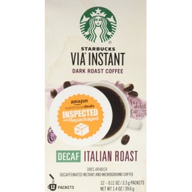 Starbucks Coffee 12-servings Extra Bold Decaffeinated Starbucks VIA Ready Brew Decaf Italian Roast Coffee, Instant 39.6g.