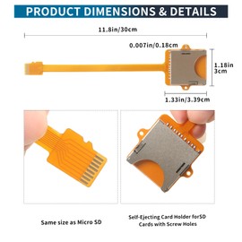 11.8 in/30 cm Micro SD Card to SD Card Extension Cable 3D Printer Adapter Cable Micro SD Card Holder Conversion Cable Male to Female Extension Cable Adapter