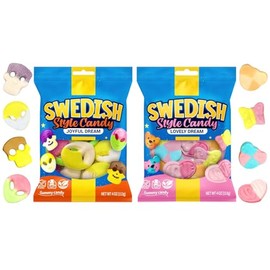 Swedish Candy Pick & Mix Variety Pack – Assorted Sour & Sweet Gummy Candy, Swedish Style Candy, 4 oz Bags, 2 Flavor Bundle, 8 Total Flavors & Shapes (2 Pack)