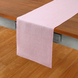 Solino Home Linen Table Runner 72 Inches Long – 100% Pure Linen Bubblegum Pink Table Runner 14 x 72 Inch – Machine Washable Dining Table Runner – Athena