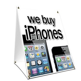 A-Frame Sidewalk We Buy iPhones Sign with Graphics On Each Side | 18" X 24" Print Size