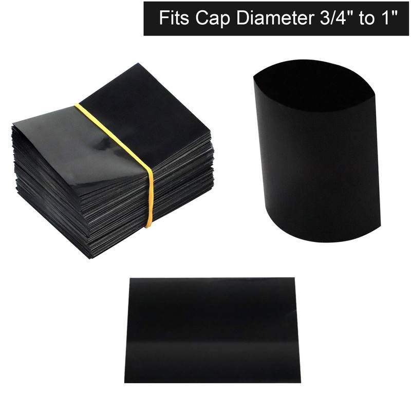 Black Shrink Bands,50x60mm 200 Pieces Black Shrink Wrap for Hot