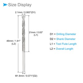 CoCud Diamond Twist Drill Bits, 2.1mm Drill Bit Diameter, Metric Tipped Drill Bit High Speed Steel - (Applications: for Glass Sea Shells), 10-Pieces