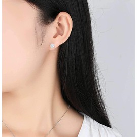 5 Pairs 18K White Gold Plated Princess Cut Clear Cubic Zirconia Stud Earring Pack