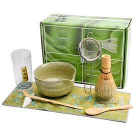 8 Pcs Matcha Whisk Set with Bamboo Whisk, Ceramic Bowl, Sifter, Scoop, Holder, Stand, and Tea Towel, Unique Gifts for Matcha Lover Home Kitchen Decor Gifts for Tea Enthusiasts Christmas
