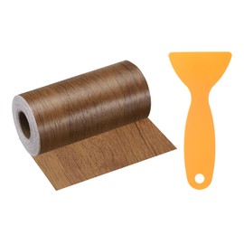 HARFINGTON Wood Grain Repair Tape 4.7 Inch x 33ft Self Adhesive Repair Patch Tape Simulated Wooden Floor Tapes with Plastic Scraper for Tables Doors Windows Furniture, Brown Wood