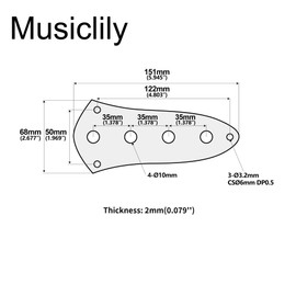 Musiclily Pro Steel 4-Hole Jazz Bass Control Plate for JB Style Electric Bass, Black