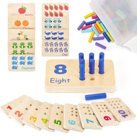 ISMETACU Montessori Wooden Number Blocks and Counting Peg Boards: Educational Math Manipulatives for Toddlers and Kindergarteners Learning Numbers and Math Concepts
