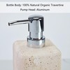 Ivory Travertine Soap Dispenser, Refillable Bathroom Liquid Dispenser with Stainless