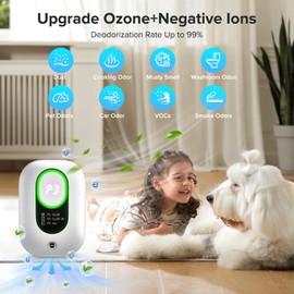 Pet Odor Eliminator Pro - 2-in-1 Ozone & Ionizer for Strong Odor, 99% Cat Litter Deodorizer Dog Poof Odor Removal, Plug In Air Fresheners for Home Pets Toilet Wardrobe Shoe Garage Room Cabinet - White