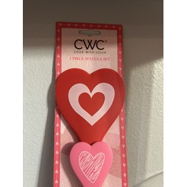 CWC Heart Themed 2 Piece Spatula Set Red And Pink Hearts Cook with Color NEW
