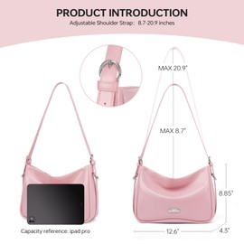 LA FESTIN Small Pink Shoulder Bag for Women Crossbody Purses Cute Trendy Hobo Handbags Leather Zipper Closure