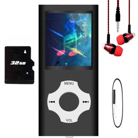 MP3 Player / MP4 Player, Hotechs MP3 Music Player with 32GB Memory SD Card Slim Classic Digital LCD 1.82'' Screen Mini USB Port with FM Radio, Voice Record (Black)