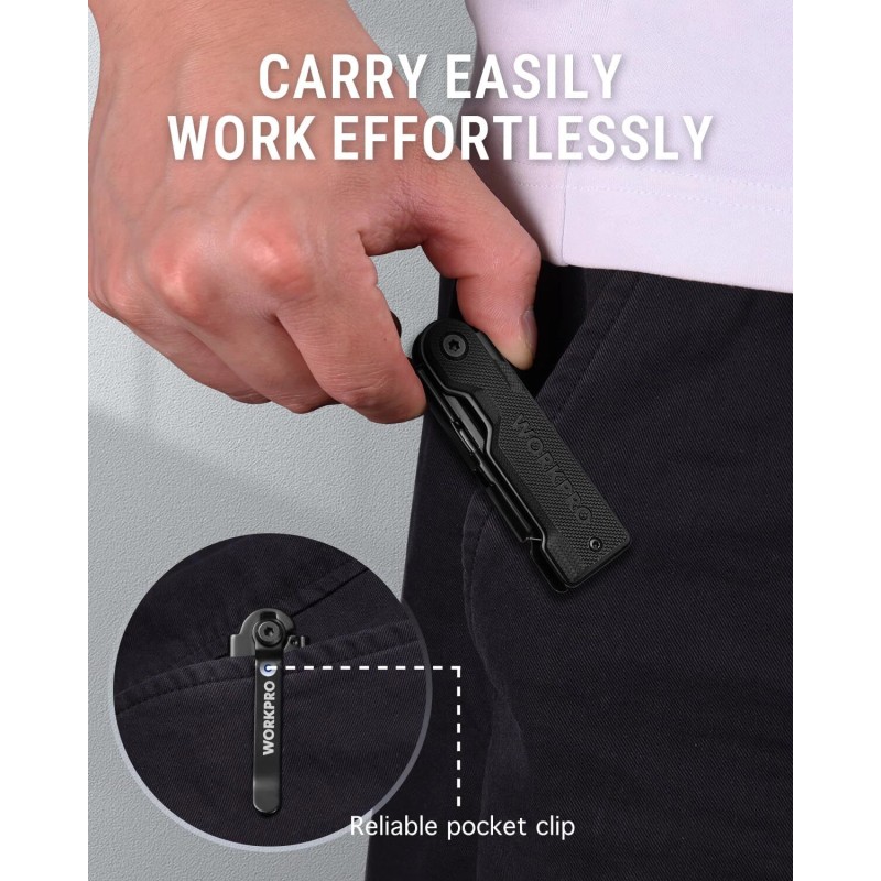 WORKPRO Folding Utility Knife with 10PC Extra SK5 Blades Quick