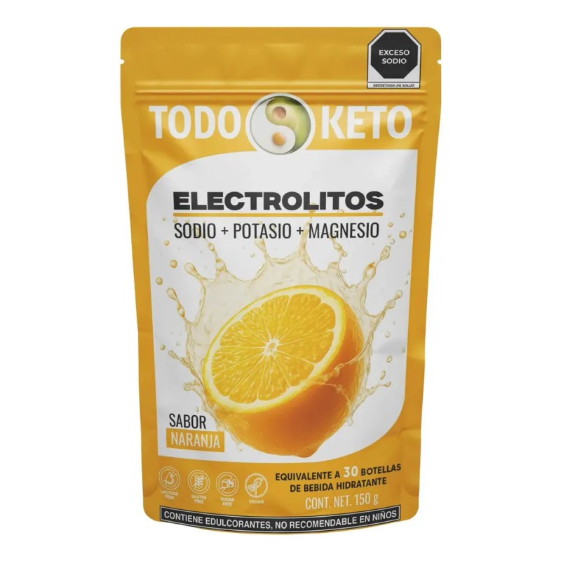 Todo Keto Electrolitos Con Stevia Sabor Naranja Sin Azúcar