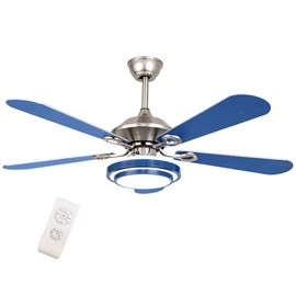 52 Inch Ceiling Fan Metal Body ABS Blade with LED Light & Remote Control 5 Blades Dimmable LED Chandelier 3 Speed for Patio Kitchen Dining Room Bedroom