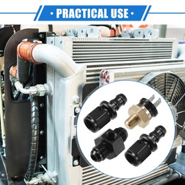 VekAuto Coolant Hose Thermostat Switch Kit, 6AN 180'F on - 165'F Off Transmission Cooler Sensor Fan Oil Cooler Radiator Electric Switch Fitting Universal for Car Truck Metal Black