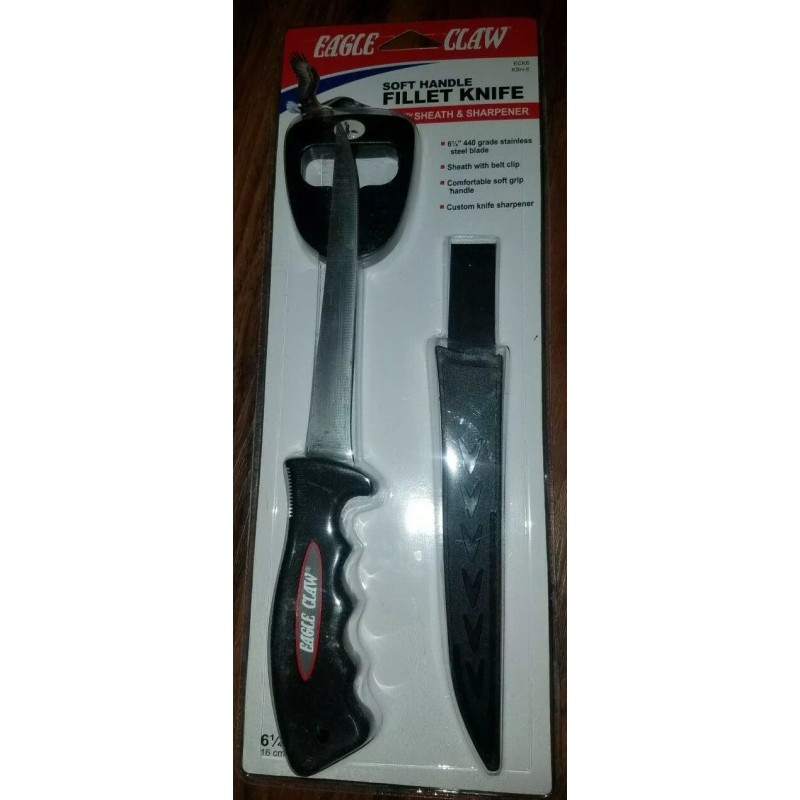 Eagle Claw Soft Handle Fillet Knife With Sheath & Sharpener