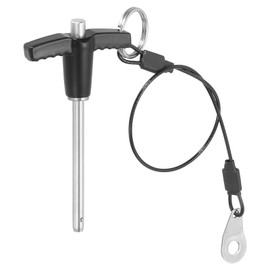 MECCANIXITY Quick Release Pin 1/5 Inch, t Handle Ball Locking Pin with Push Button Lanyard Cable 304 Stainless Steel Equipment Mechanical Usable Length 1.97 Inch, Silver