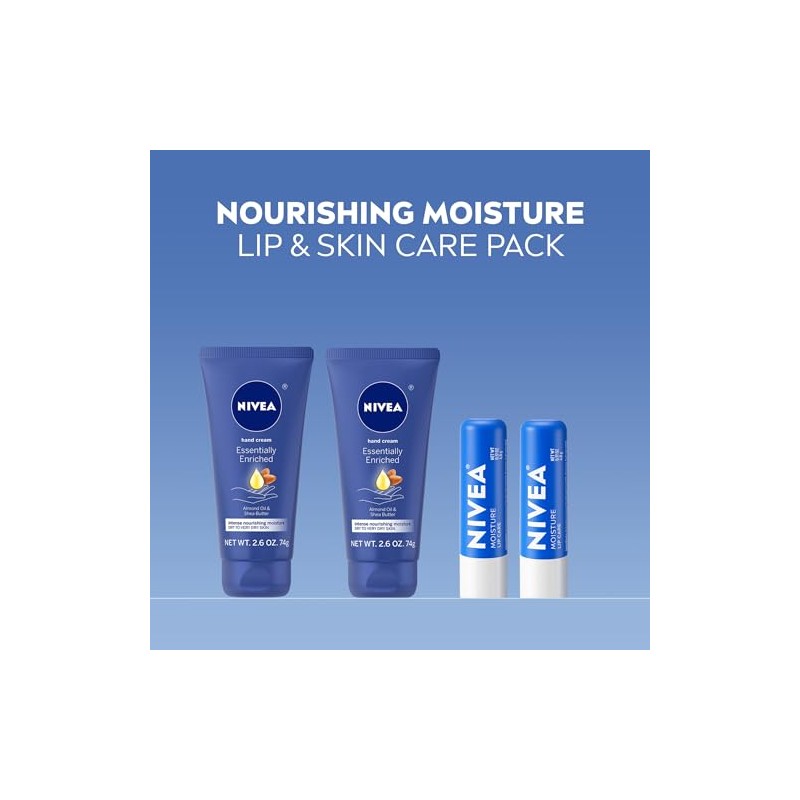 Moisturizing Must-Haves, Hand Cream and Lip Balm 4 Piece Gift