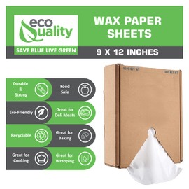 [1 PACK] EcoQuality Deli Paper Sheets Dry Waxed 9x12 - Grease Resistant Sandwich Liner, Microwave Safe, Deli Wrap for Restaurants, BBQ, Schools and Concession Stands (9 in x 12 in - Case of 1)