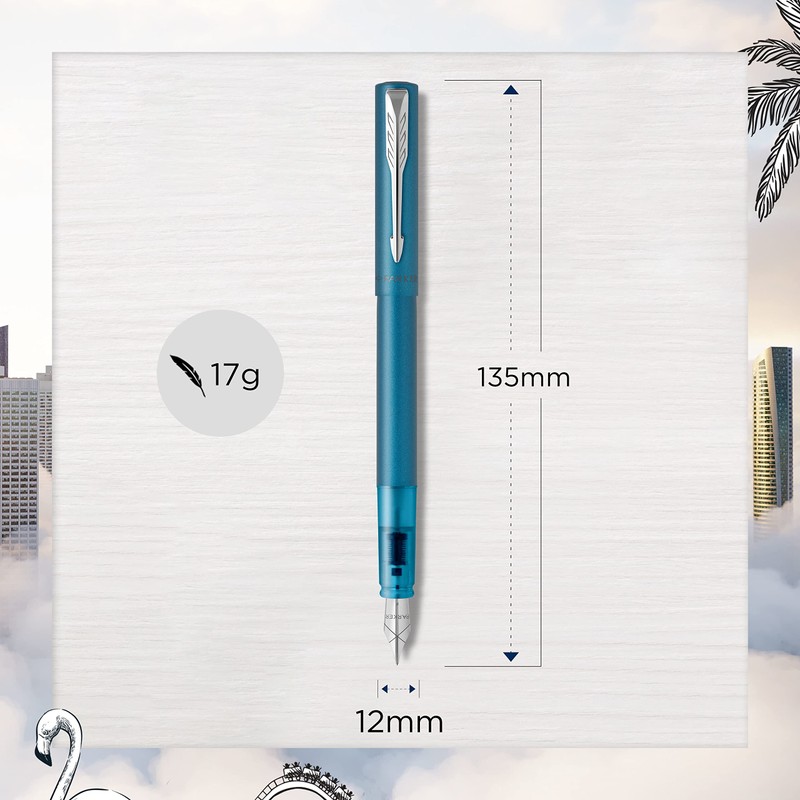 Parker Vector XL Fountain Pen | Metallic Teal Lacquer on