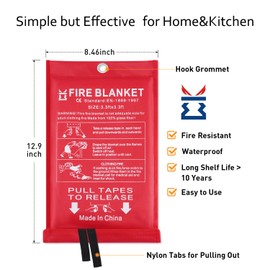 Fire Blankets for Home and Kitchen Emergency Safety – 5 pack 3ft x 3ft Fiberglass Fire Suppression Blanket Suspend Flames Retardant for Cooking Stove Grill Car Garage Office RV Warehouse (5 Pcs)