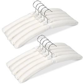 JS HANGER Padded Clothes Hangers for Sweaters 17Inch – 10 Pack Premium Fabric Hangers for Coat, Sweater, Wedding Dress, Bride, Closet