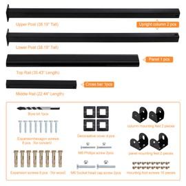 Garvee Outdoor Handrails Fits 1 to 3 Steps,Adjustable Height Stair Handrail 35"X 38",Integrated Design at Handrail,Staircase Handrail for Outdoor and Indoor Concrete, Porch, Mixed, Step,Brick Step