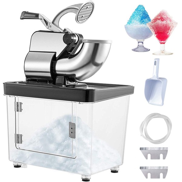 VEVOR 110V Commercial Ice Crusher 440LBS/H, ETL Approved 300W Electric Snow Cone Machine with Dual Blades, Stainless Steel Shaved Ice Machine with Safety On/Off Switch for Family, Restaurants, Bars