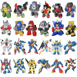 SHOWERRING 5D DIY Diamond Art Stickers Kits for Kids,Cartoon Gem Digital Art Painting Stickers Mosaic Craft Kit (Robot)