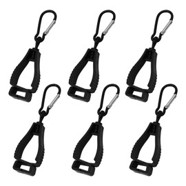 SRTSTR Pack of 6 Glove Holders, Work Gloves, Grabber Clip, Plastic Glove Holder with Carabiner Hook, Anti-Loss Glove Clips for Workers, Fire Brigade, Gardens, Construction Sites (Black)