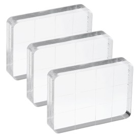 PATIKIL Acrylic Stamp Block 3 Pcs Stamping Blocks Rectangular Shape with Grid Line Decorative Mounting Blocks for Scrapbooking DIY Craft Card Making 1.6x1.2"