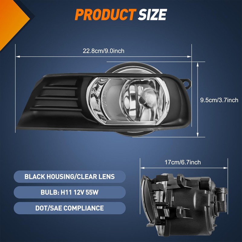 Nilight Fog Lights Assembly Compatible with 2007 2008 2009 Toyota