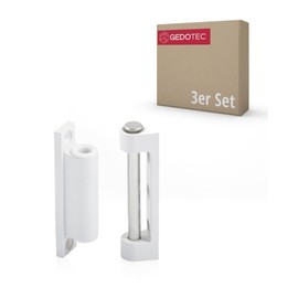 Gedotec Hinges - Window Tape | Pack of 3 - Door Hinges | Renovation Tape 20 x 75 mm Plastic White | Window Hinge for Screwing On | Screw-On Tape - Door Hinges for Wooden Doors and Windows