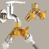 G1/2 Brass Garden Irrigation 2 Way Double Tap Hose Adapter